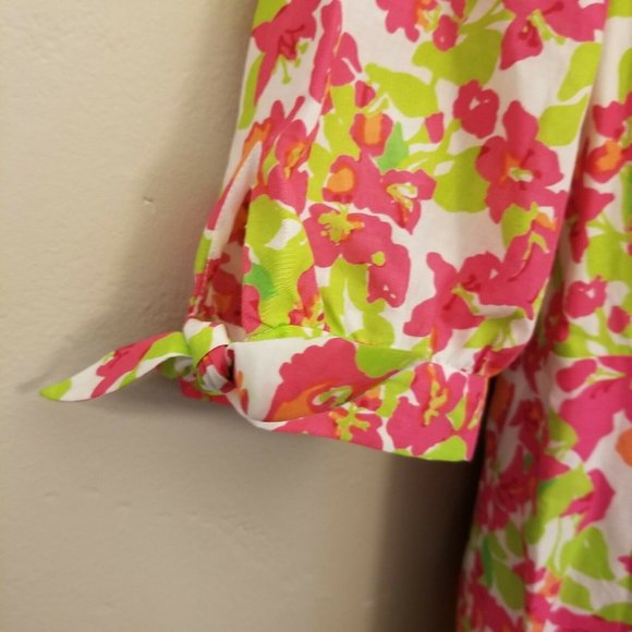 Lilly Pulitzer FALLING FOR YOU Dress‎ 6 Pink Green Floral V Neck Shift Spring - Picture 3 of 8